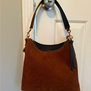 Marc Jacobs Brown Suede Hobo with Black Trim and Gold Hardware